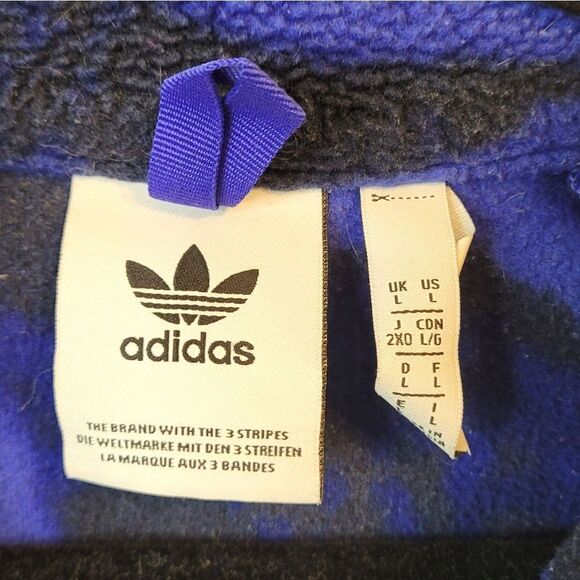 adidas Men's Blue Adventure Polar Fleece Allover Print Half-Zip Sweatshirt US L - Picture 3 of 5